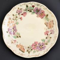 Zsolnay pillangó mintás süteményes készlet, 6 db kistányérral d:16,5 cm, 1 db süteményes tállal d:24...