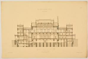 1879 A bécsi tőzsde épületének tervrajzai 5 db nagyméretű fénnyomat 58x45 cm-ig / Plans of the VIener stock exchange. 5 large prints.