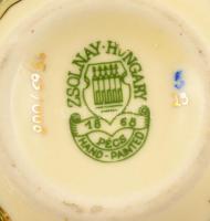 Zsolnay orchidea mintás váza, kézzel festett, jelzett, apró kopásnyomokkal, m: 13 cm