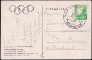 1936 Palotás József bronzérmes birkózó üdvözlő sorai és aláírása a berlini olimpiáról küldött levelezőlapon