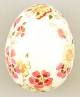 Zsolnay pillangó mintás tojás alakú dobozka, kézzel festett, jelzett, apró kopásnyomokkal, m: 8 cm, ...