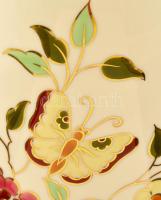 Zsolnay pillangó mintás nagy váza, kézzel festett, jelzett, hibátlan, m: 33,5 cm