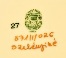 Zsolnay pillangó mintás nagy váza, kézzel festett, jelzett, hibátlan, m: 33,5 cm