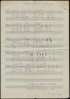 Magyarádi Jenő (1899-1897) dalszerző saját kézzel írt kottája (Amikor a fénylő két szemedbe nézek), aláírásával