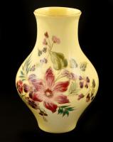 Zsolnay orchidea mintás váza, kézzel festett, jelzett, apró kopásnyomokkal, m: 18 cm