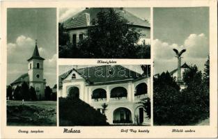 1940 Mohora, Evangélikus templom, Községháza, Hősök szobra, emlékmű, Gróf Vay kastély