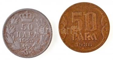 Szerb-Horvát-Szlovén Királyság 1925. 50p Ni-Br + Jugoszlávia 1938. 50p Al-Br T:2,2-
Kingdom of the ...