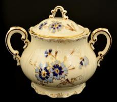 Zsolnay búzavirág mintás teás készlet, kézzel festett, jelzett, hibátlan