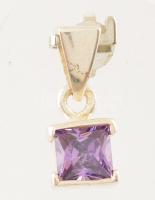 Ezüst(Ag) függő, lila kővel, jelzett, 0,8×0,8 cm, bruttó: 2,4 g