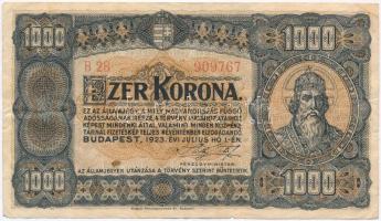 1923. 1000K Magyar Pénzjegynyomda R.t. Budapest nyomdahely jelöléssel T:III