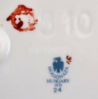 Hollóházi Szász Endre tervezte doboz és tálka, matricás, jelzett, kopás nyomokkal, 14×12 cm, 13×9 cm