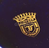 Limoges tálka és ékszertartó dobozka, matricás, jelzett, apró kopásnyomokkal, d: 9 és 12 cm