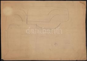 Olvashatatlan jelzéssel (1935): Bútorterv. Ceruza, papír, 26×37 cm