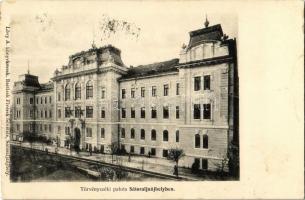 1908 Sátoraljaújhely, Törvényszéki palota. Lövy A. kiadása. Bartizek Fivérek felvétele (gyűrődés / crease)