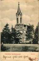 1908 Szobránc, Szobráncfürdő, Kúpele Sobrance; templom / church  (szakadás / tear)