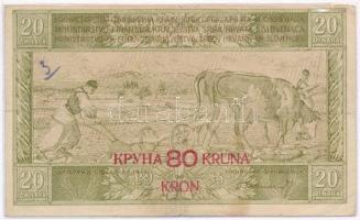 Szerb-Horvát-Szlovén Királyság 1919. 20D "80K" felülbélyegzéssel, lezárt fóliában T:III 
...