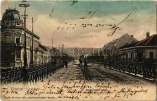 1904 Kassa, Kosice; Klobusiczky utca, Urbán A.M. üzlete. Breitner Mór kiadása / street view, shop (EK)