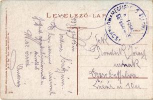 1918 Munkács, Mukacheve, Mukacevo; Római katolikus templom / church, square + "Megfigyelő Állom...