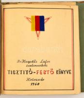 1960 Kolozsvár, Dr. Hegedűs Lajos szakmunkás tisztító-festő minta könyve. Kihajtható színminták
