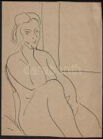 Jelzés nélkül: Aktok, 3 db. Tus, papír, 30×23 cm