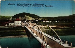 1906 Munkács, Mukacheve, Mukacevo; Latorca híd, háttérben a Kárpátok / Latorica river, bridge, Carpathian mountains in the background (EK)