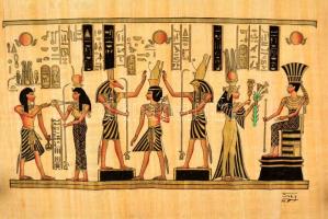 Modern egyiptomi szuvenír papiruszkép, 50×33 cm
