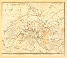 1814 Il contorni di Parigi per la illustarzione della Bataglia di 30 Marzo 1814. Párizs ostroma. Targoini jelzett litográfiája. 33x30 cm Paszpartuban