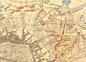 1814 Il contorni di Parigi per la illustarzione della Bataglia di 30 Marzo 1814. Párizs ostroma. Tar...