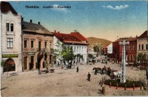 Munkács, Mukacheve, Mukacevo; Árpád tér, Triesti Általános Biztosító Társulat, Rosner Mór és Seidman üzlete / square, shops, insurance company + "K.U.K. INF. REG. NO. 52. MKMP" (EK)