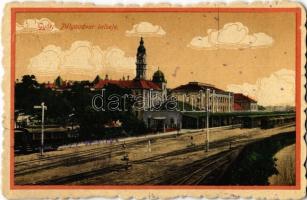 1929 Győr, Pályaudvar belseje, vasútállomás, személyvonat (EK)