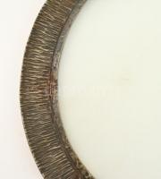 Iparművész fém keretes tál, sérült üveg betéttel, d: 37 cm