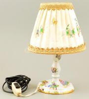 Herendi Viktória mintás asztali lámpa, nem kipróbált, több helyen szakadt burával, m:29 cm