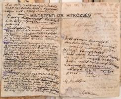 Vegyes judaika tétel: levelek, anyakönyvi igazolások; Sefer zikarón (1944-ben elhunytak emlékkönyve)...