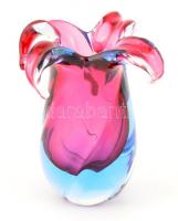 Jelzett (Murano) szirom váza, hibátlan, m: 10 cm