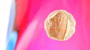 Jelzett (Murano) szirom váza, hibátlan, m: 10 cm