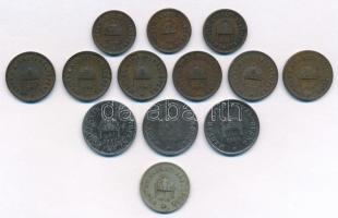 Vegyes: 1893. 1f Br (3x) + 1901-1915. 2f Br (6xklf) + 1916. 10f Cu-Ni + 1917-1920. 20f Fe (3xklf) T:...