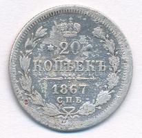 Orosz Birodalom 1867. 20k Ag T:3 Russian Empire 1867. 20 Kopeks Ag C:F