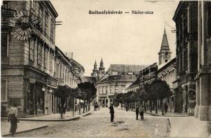 1914 Székesfehérvár, Nádor utca, Juranek J. féle Haggenmacher sörcsarnok, Rudbányai Imre, Závodnik Sándor, Kubik János üzlete, Orvosi kötszer raktár, gyógyszertár, Első Magyar Általános Biztosító Társaság főügynöksége (EK)