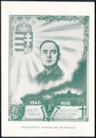 1956 Az ausztrál hungarista mozgalom Szálasira emlékező nyomtatványa emlékbélyegekkel 9x13 cm