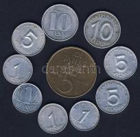 NDK 1949-69. 1Pf (4x), 5Pf (3x), 10Pf (2x), 5M "20 éves az NDK" T:2,3