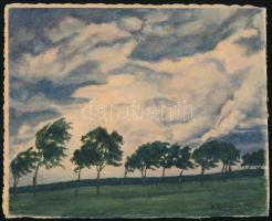 Westermark jelzéssel: Szélfútta fák, akvarell, papír, 20×24 cm