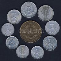 NDK 1949-69. 1Pf (4x), 5Pf (3x), 10Pf (2x), 5M "20 éves az NDK" T:2,3