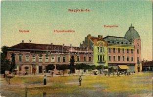 1915 Nagykőrös, Népbank, Központi szálloda, Postapalota, cukrászda, üzletek. Kiadja Bazsó Lajos 90. (kis szakadás / small tear)