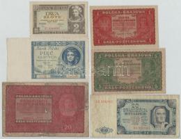 Lengyelország 1919-1936. 6db klf bankjegy T:III,III-,IV Poland 1919-1936. 6pcs of diff banknotes C:F,VG,G