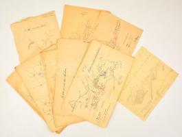 cca 1900-1920 15 db kézzel rajzolt katonai térkép I. világháborús és korábbi csaták helyszíneivel / 15 hand drawn maps with WW. I. battles mostly