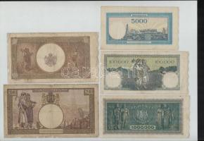 Románia 1941-1947. 5db klf bankjegy, mindegyik lezárt fóliában T:III,III-
Romania 1941-1947. 5pcs o...