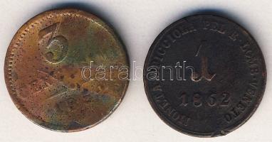 Lombardia/Velence/osztrák közigazgatás/magyar verdejel 1862B 1s T:3/4+ ph. + 1852V 3c T:4