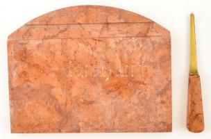 Márvány íróasztali készlet, levélnyitó késsel 24x29 cm