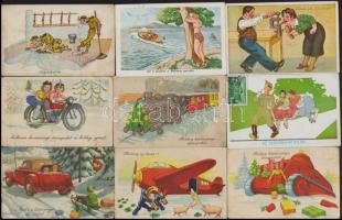 65 db RÉGI üdvözlő motívum képeslap / 65 pre-1945 greeting motive postcards