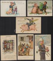65 db RÉGI üdvözlő motívum képeslap / 65 pre-1945 greeting motive postcards